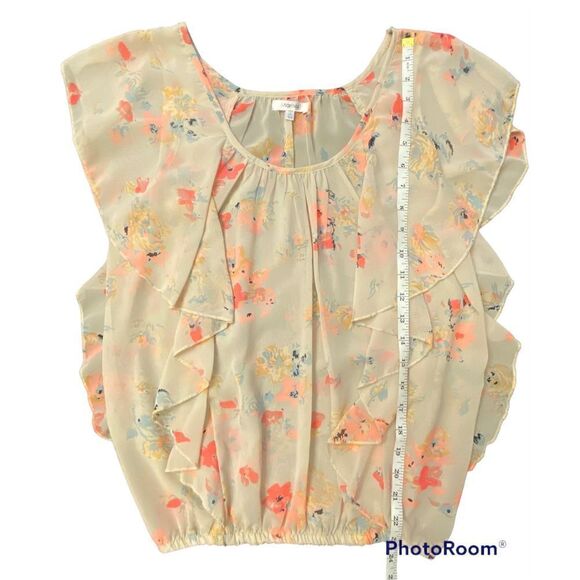 🌸Woman’s Marisol SZ M Ruffled Sheer Floral Stylish Top🌸 - Picture 4 of 6